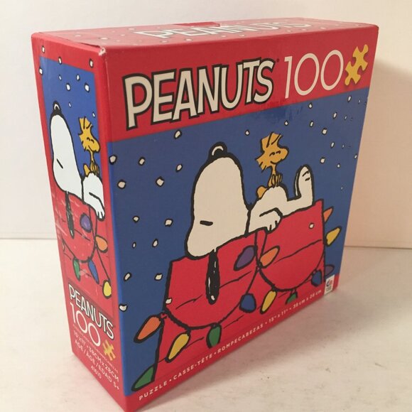 Peanuts 100 Piece Puzzle Snoopy & Woodstock Christmas Lights Dog House CEACO - Picture 2 of 4